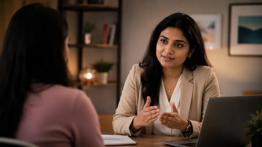 Professional counselling session providing confidential emotional support and mental wellbeing guidance