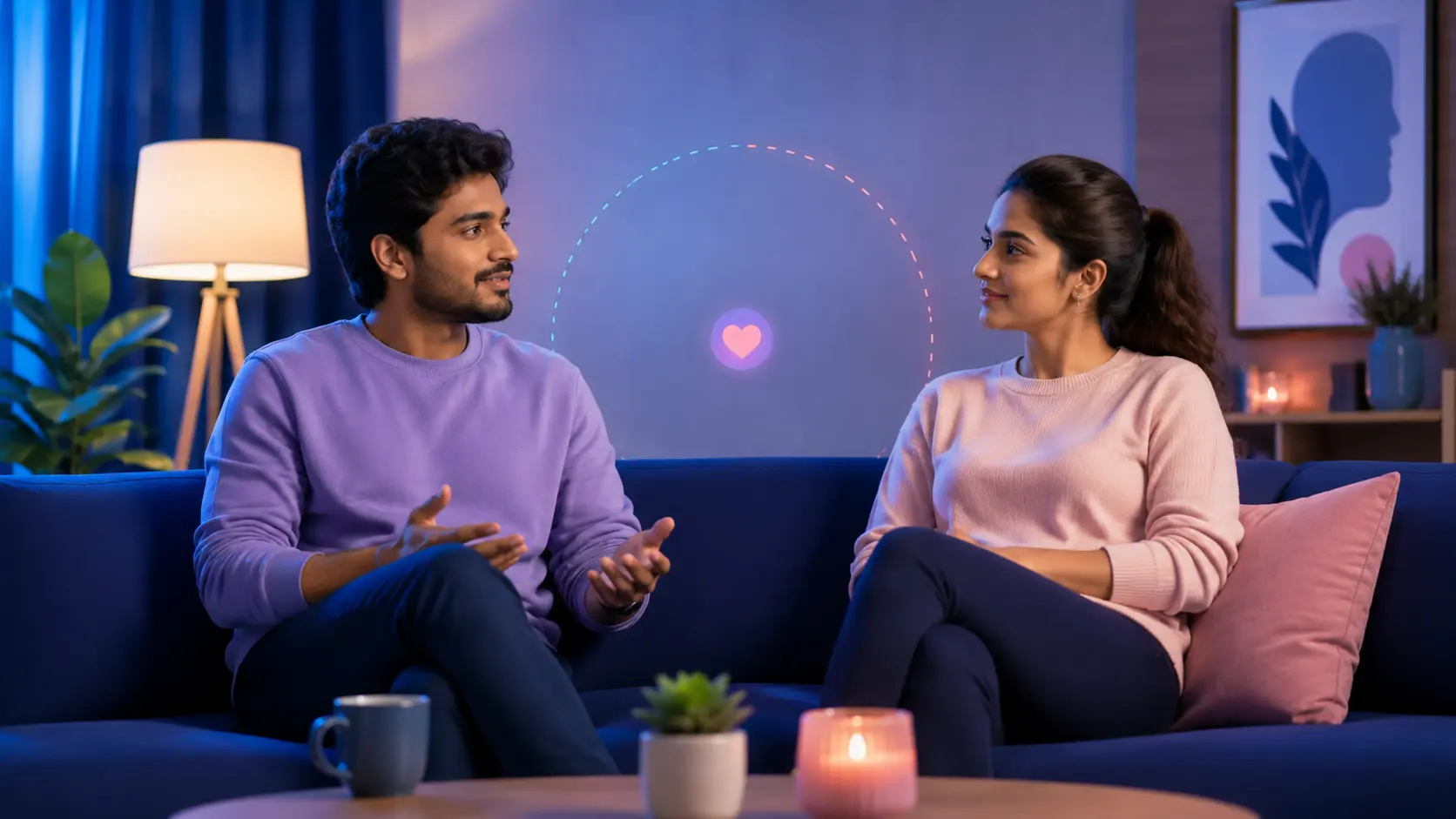 Couple discussing healthy relationship boundaries
