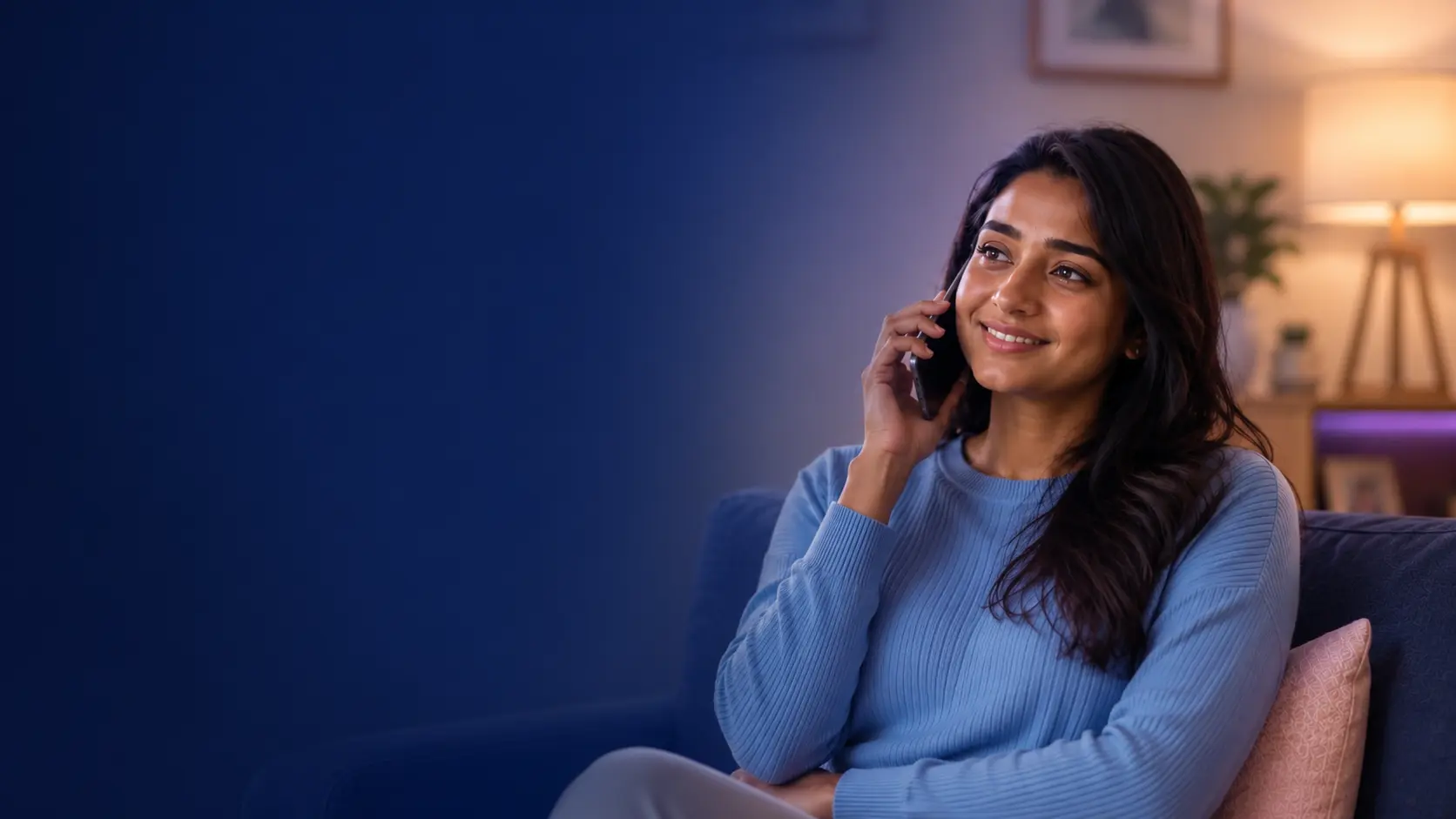 Woman having a private emotional support call with Rant Buddy