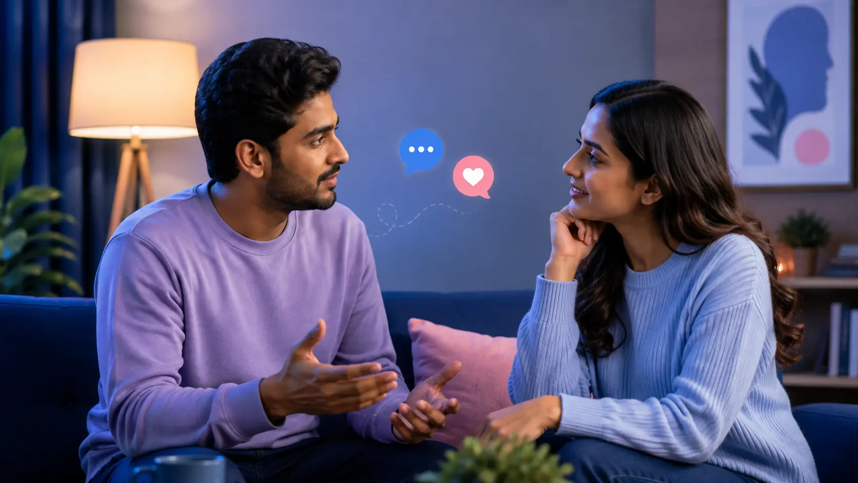 Two people having an open emotional conversation